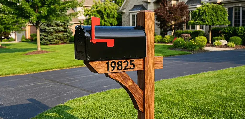 New mailbox installation with post and address number for a home in Boise, ID