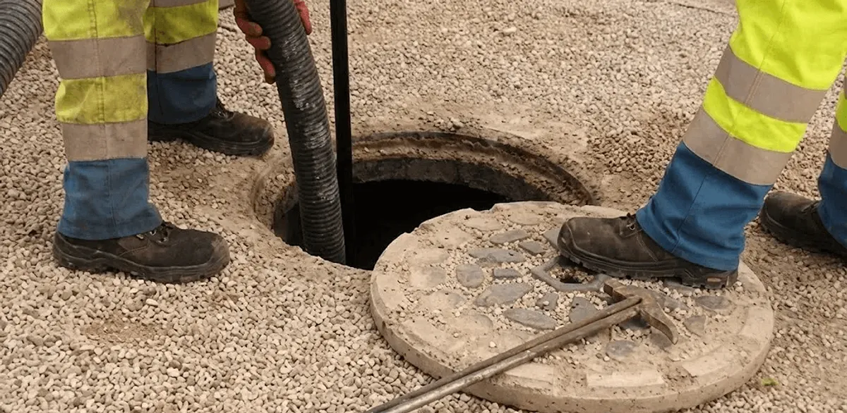 Drain cleaning crew clearing a sewer access point with professional equipment in Boise, ID