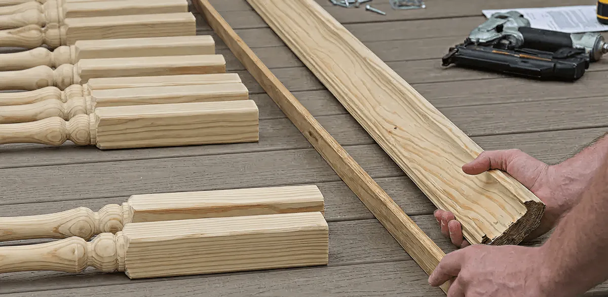 Handrail installation materials and wood components for stair rail work in Boise, ID